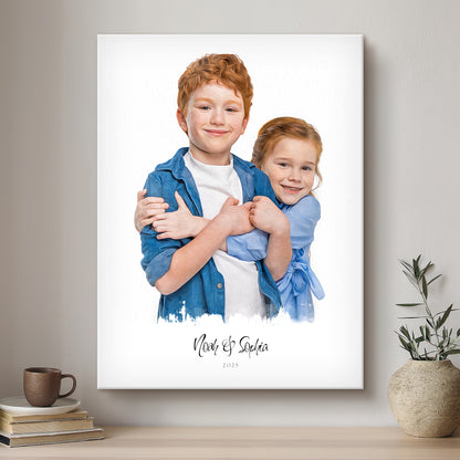 Children Modern Art Artistic Design Custom Portrait | Stretched Canvas