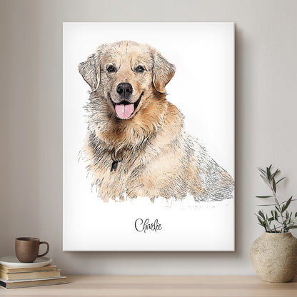 Dog Ink Line Artistic Design Custom Portrait | Stretched Canvas