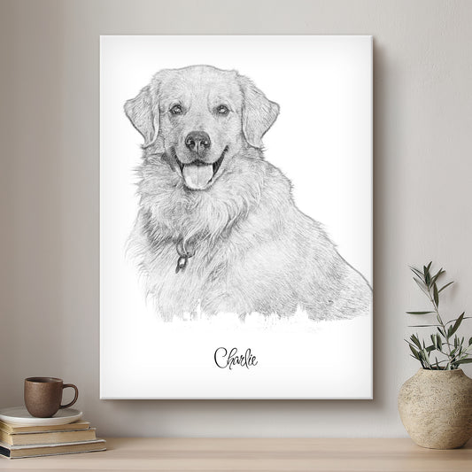 Dog Black & White Artistic Design Custom Portrait | Stretched Canvas
