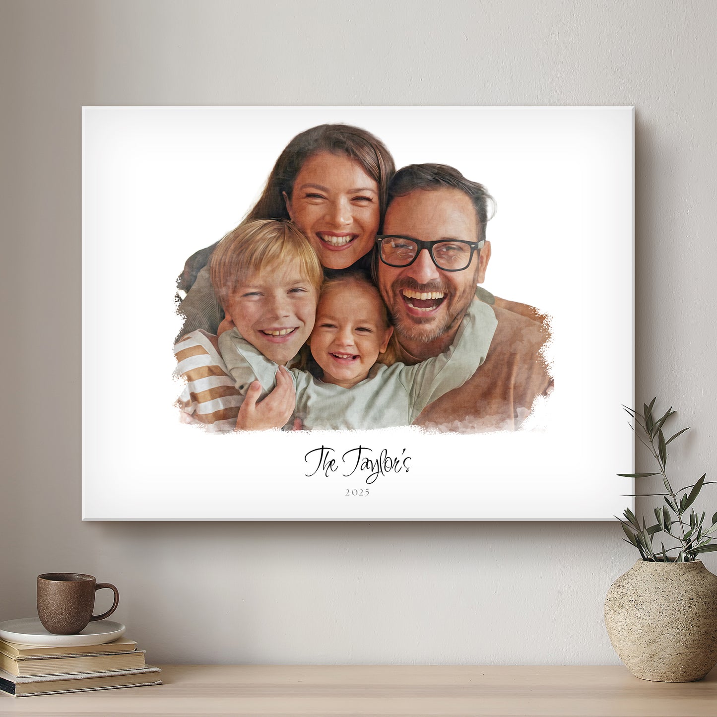 Family Modern Art Artistic Design Custom Portrait | Stretched Canvas