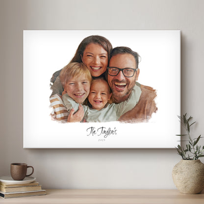 Family Modern Art Artistic Design Custom Portrait | Stretched Canvas