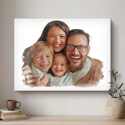 Family Modern Art Artistic Design Custom Portrait | Stretched Canvas
