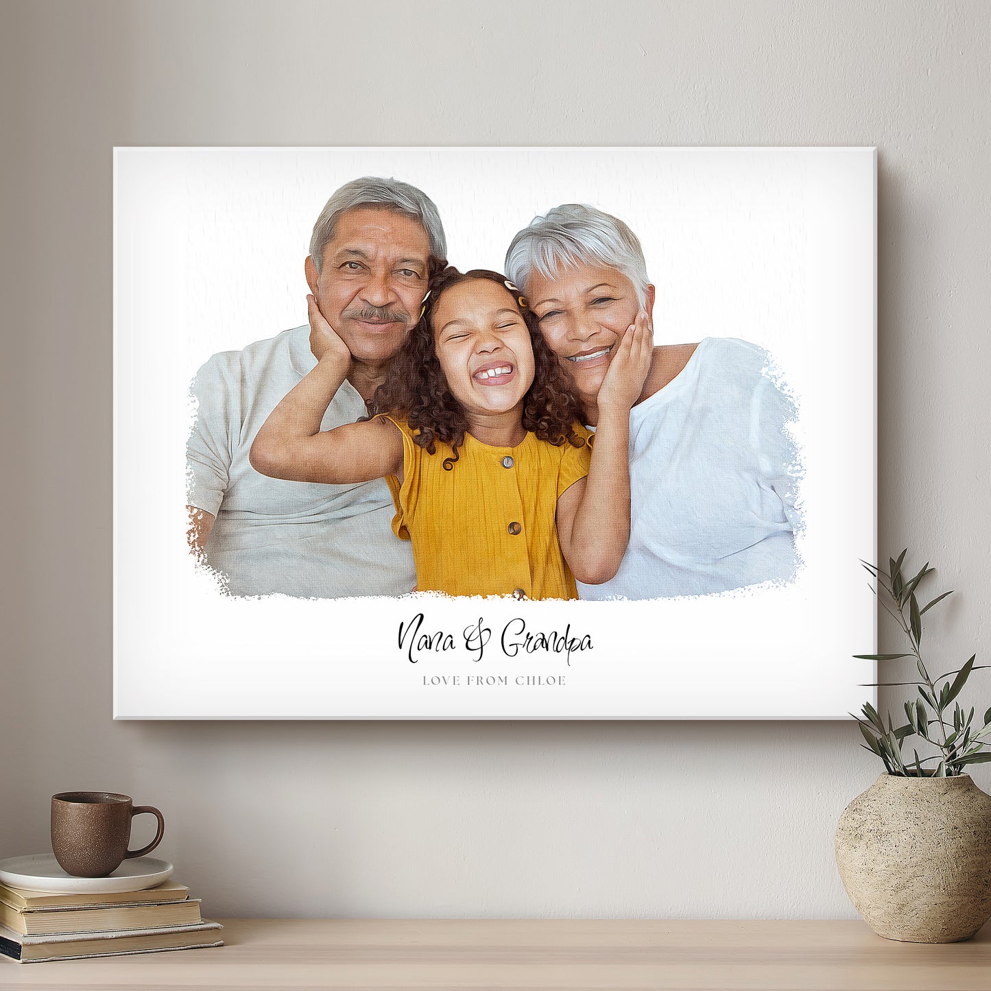 Grandparent Modern Art Artistic Design Custom Portrait | Stretched Canvas