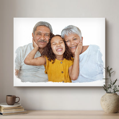 Grandparent Modern Art Artistic Design Custom Portrait | Stretched Canvas