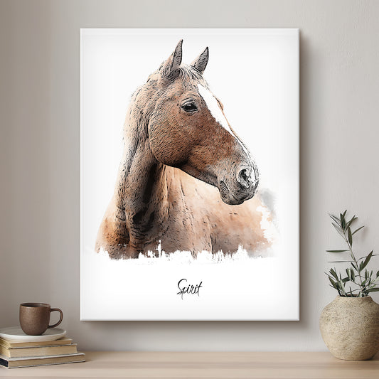 Horse Ink Line Artistic Design Custom Portrait | Stretched Canvas