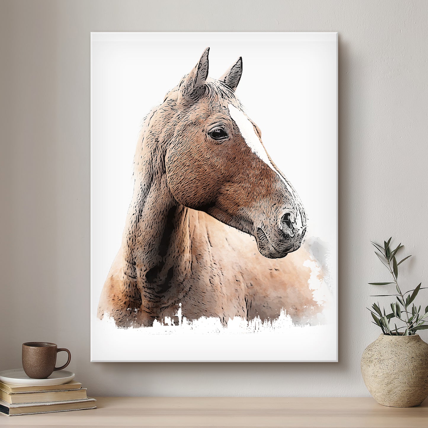 Horse Ink Line Artistic Design Custom Portrait | Stretched Canvas