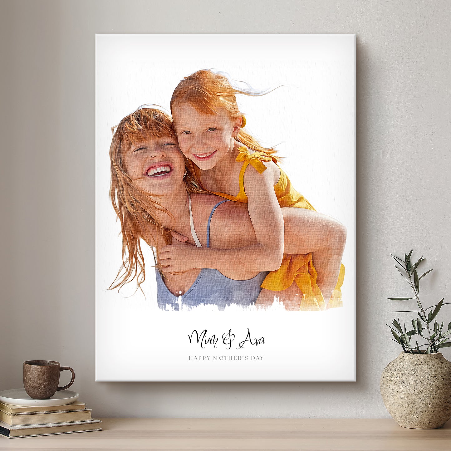 Mummy & Me Modern Art Artistic Design Custom Portrait | Stretched Canvas
