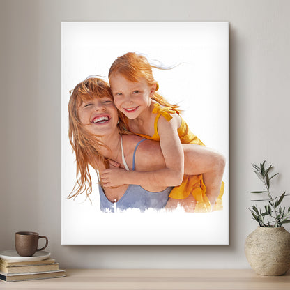 Mummy & Me Modern Art Artistic Design Custom Portrait | Stretched Canvas