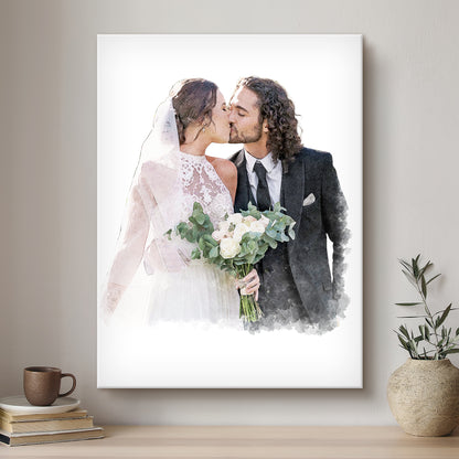 Wedding Soft Watercolour Custom Portrait | Stretched Canvas