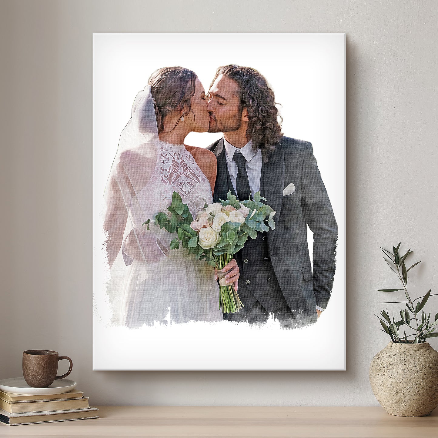 Wedding Modern Art Artistic Design Custom Portrait | Stretched Canvas