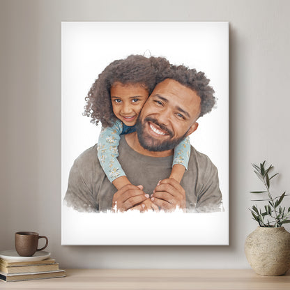 Daddy & Me Modern Art Artistic Design Custom Portrait | Stretched Canvas