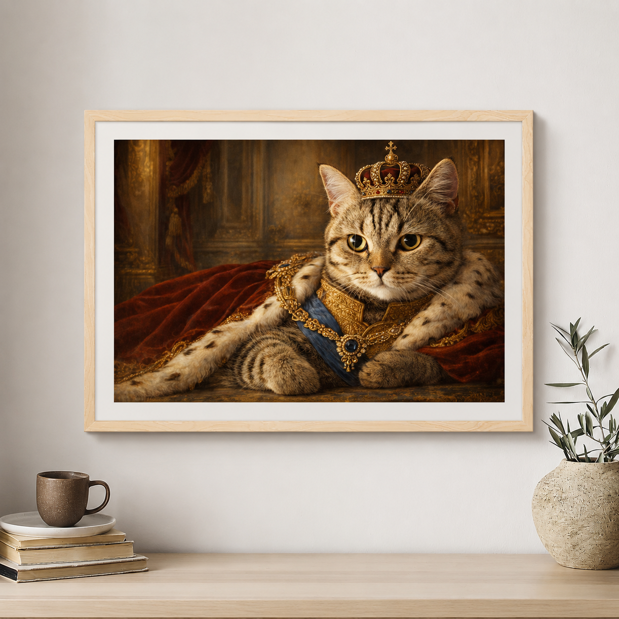 Cat Royal Style Custom Portrait | Framed Art Print