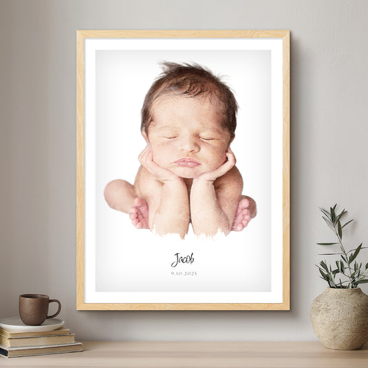Baby Soft Watercolour Custom Portrait | Framed Art Print