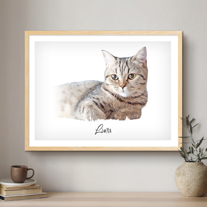 Cat Oil-Inspired Fine Art Portrait | Premium Custom Framed Print