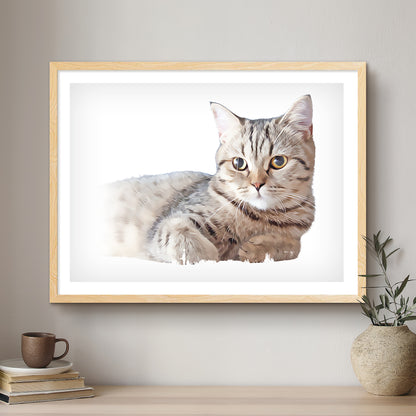Cat Oil-Inspired Fine Art Portrait | Premium Custom Framed Print