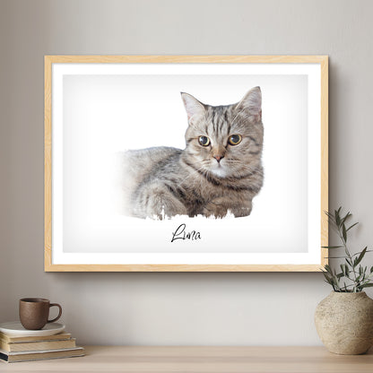 Cat Modern Art Artistic Design Custom Portrait | Framed Art Print