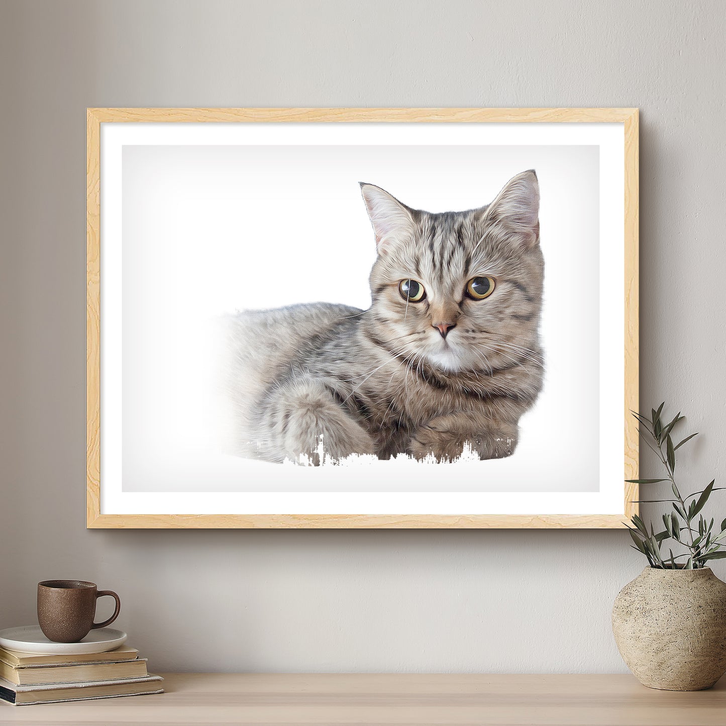 Cat Modern Art Artistic Design Custom Portrait | Framed Art Print