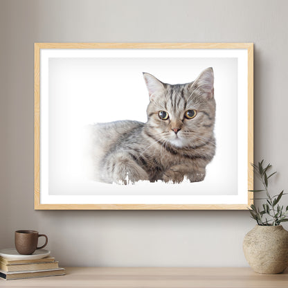 Cat Modern Art Artistic Design Custom Portrait | Framed Art Print