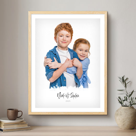 Children Modern Art Artistic Design Custom Portrait | Framed Art Print