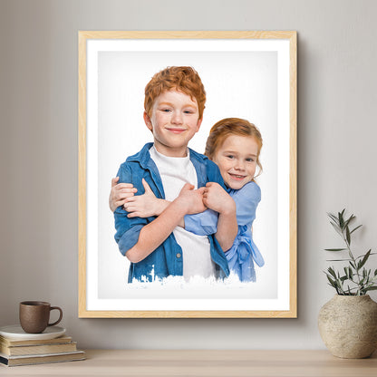 Children Modern Art Artistic Design Custom Portrait | Framed Art Print