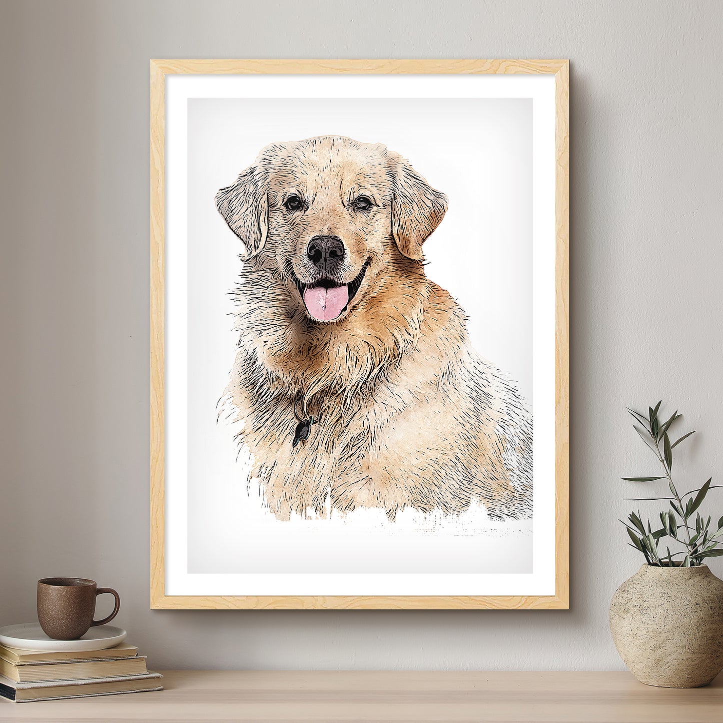 Dog Ink Line Artistic Design Custom Portrait | Framed Art Print