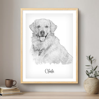 Dog Black & White Artistic Design Custom Portrait | Framed Art Print