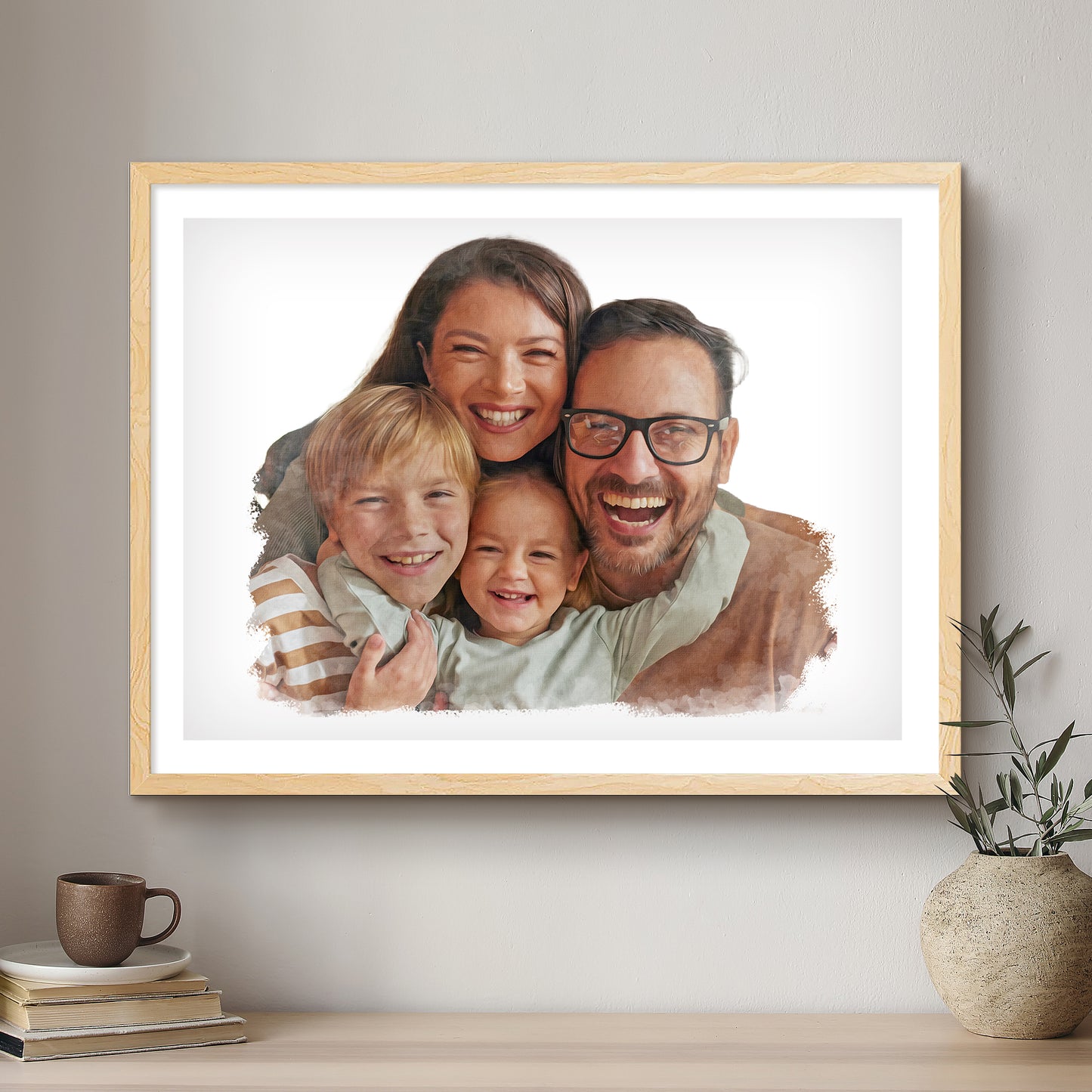 Family Modern Art Artistic Design Custom Portrait | Framed Art Print
