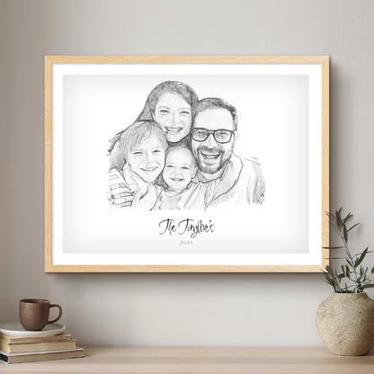 Family Black & White Artistic Design Custom Portrait | Framed Art Print