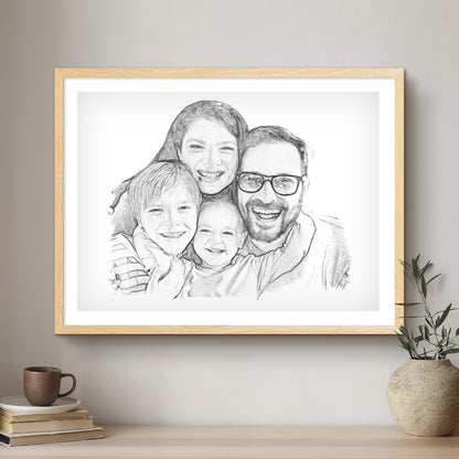 Family Black & White Artistic Design Custom Portrait | Framed Art Print