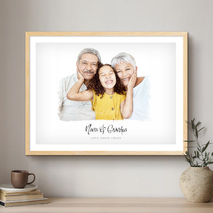 Grandparent Soft Watercolour Custom Portrait | Framed Art Print