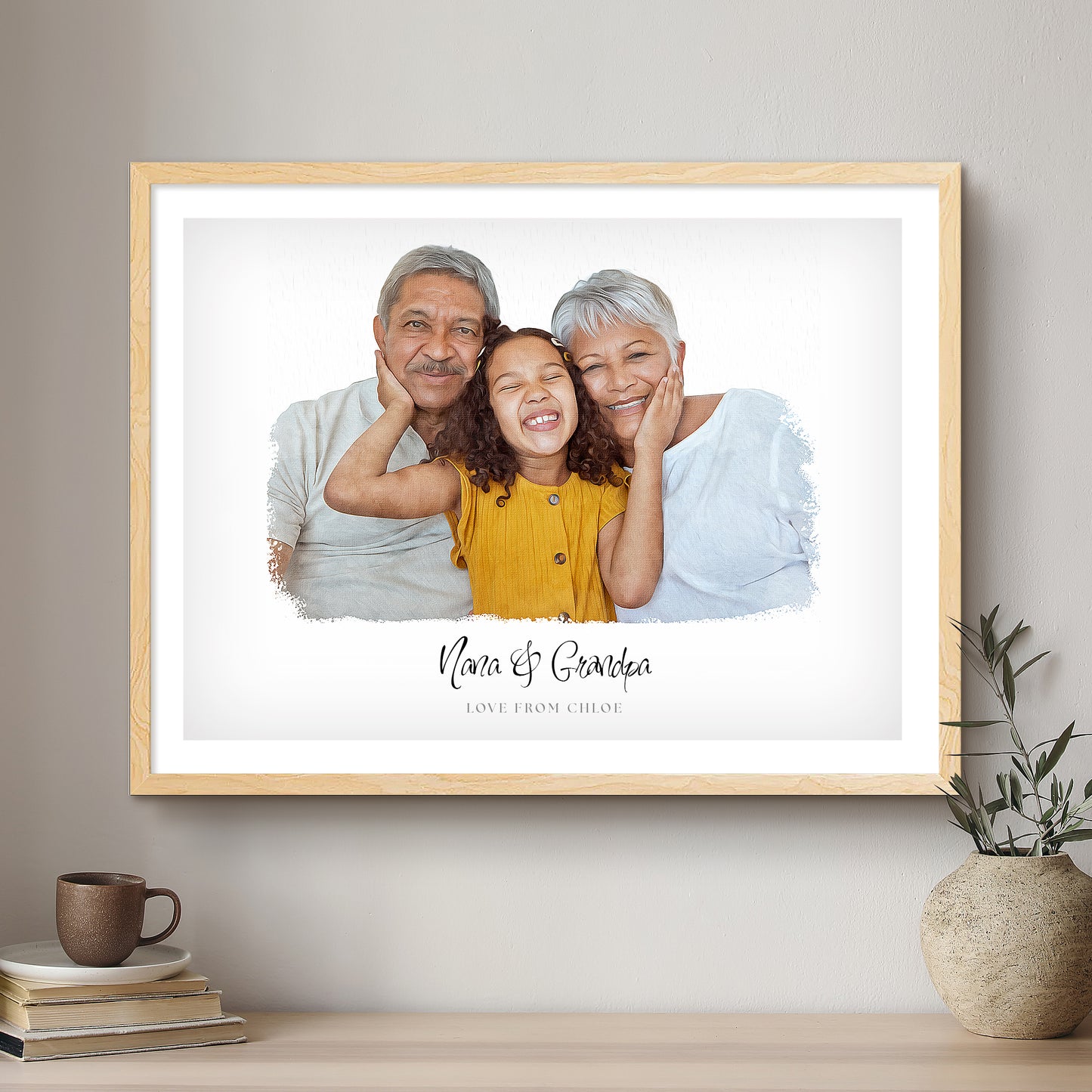 Grandparent Modern Art Artistic Design Custom Portrait | Framed Art Print