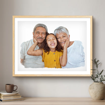 Grandparent Modern Art Artistic Design Custom Portrait | Framed Art Print