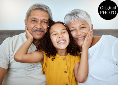 Grandparent Ink Line Artistic Design Custom Portrait | Stretched Canvas