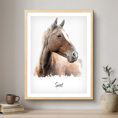 Horse Ink Line Artistic Design Custom Portrait | Framed Art Print