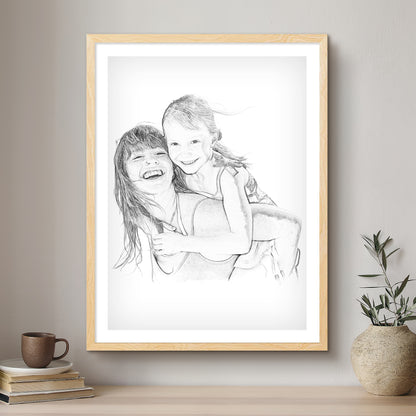 Mummy & Me Black & White Artistic Design Custom Portrait | Framed Art Print