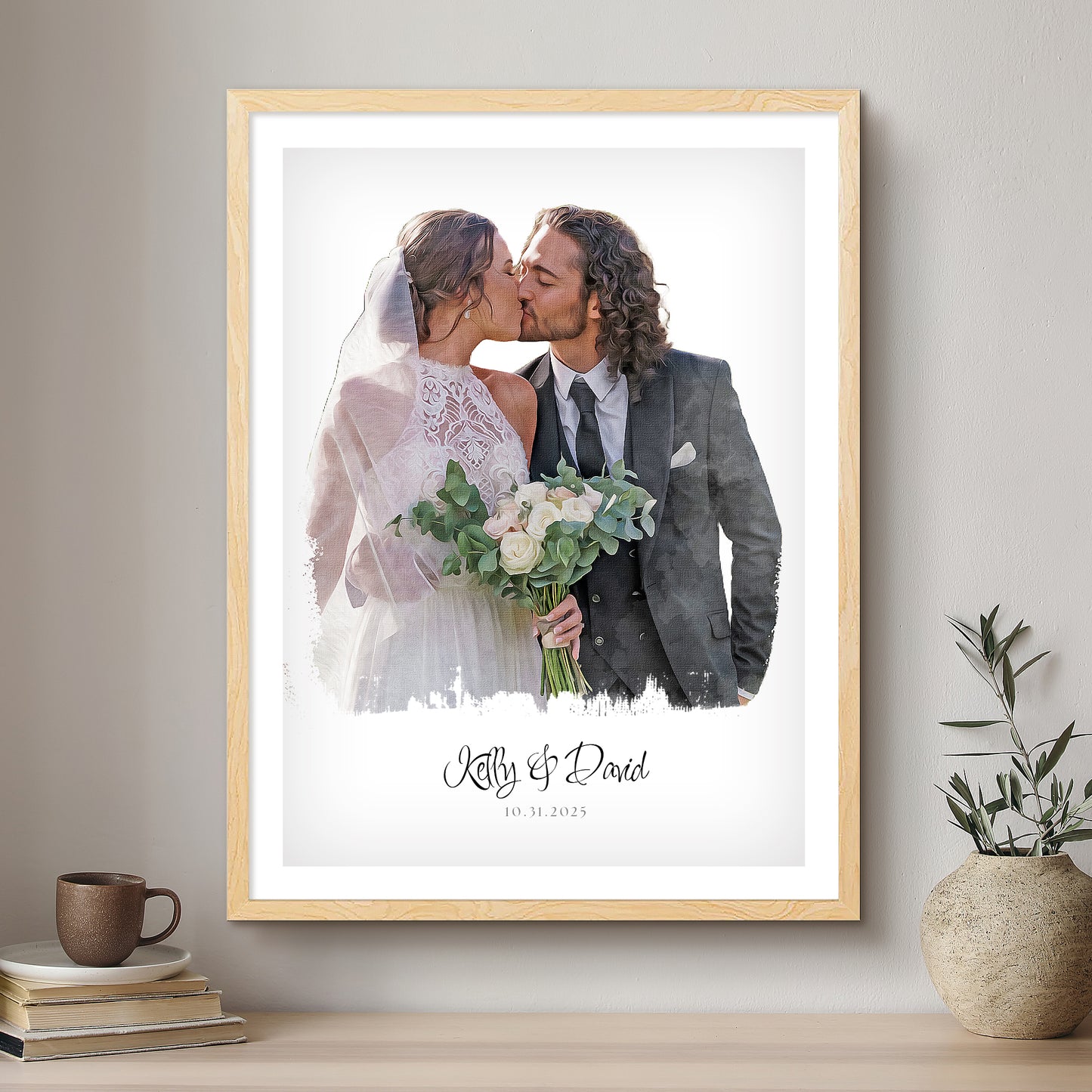 Wedding Modern Art Artistic Design Custom Portrait | Framed Art Print