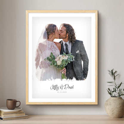 Wedding Modern Art Artistic Design Custom Portrait | Framed Art Print