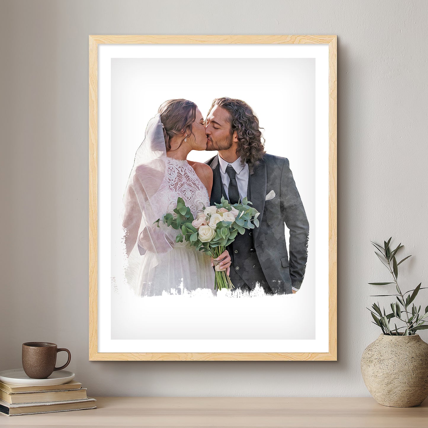 Wedding Modern Art Artistic Design Custom Portrait | Framed Art Print