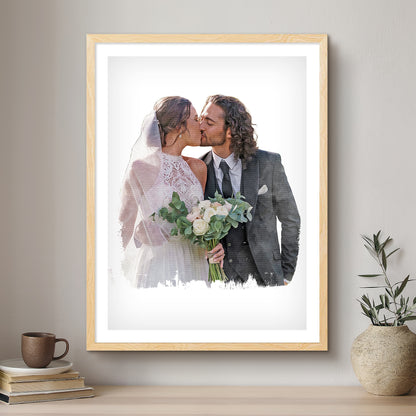 Wedding Modern Art Artistic Design Custom Portrait | Framed Art Print