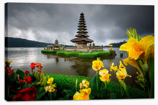 Bali temple and flowers