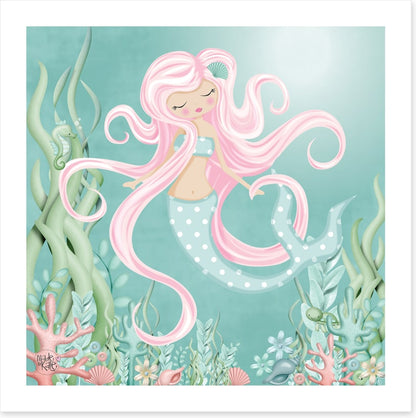 The mermaid with pink hair