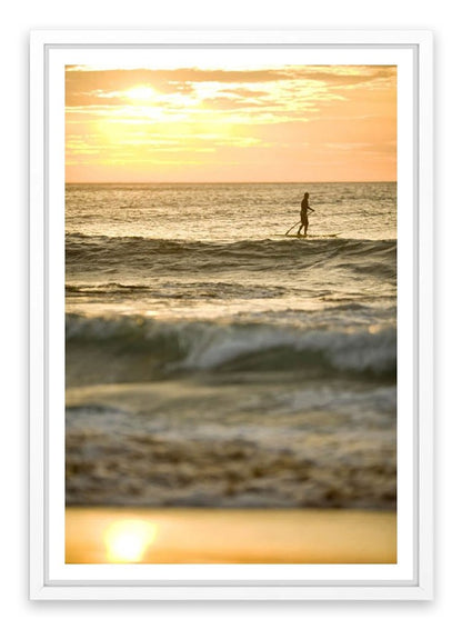 Avalon beach paddle boarder at sunrise
