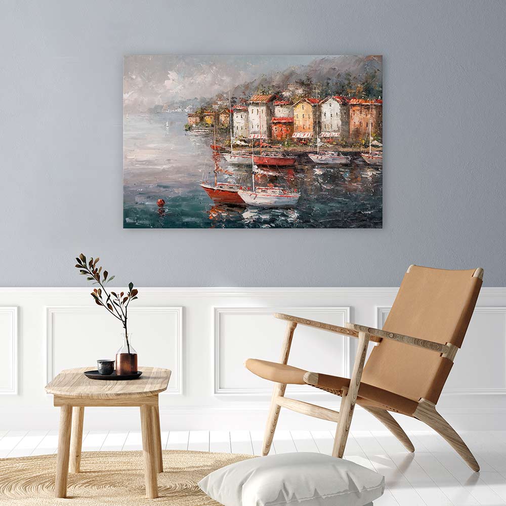 Stormy harbour sailboats