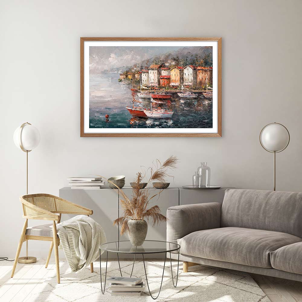 Stormy harbour sailboats