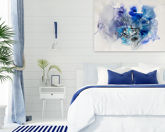 Ink blot abstract in blue