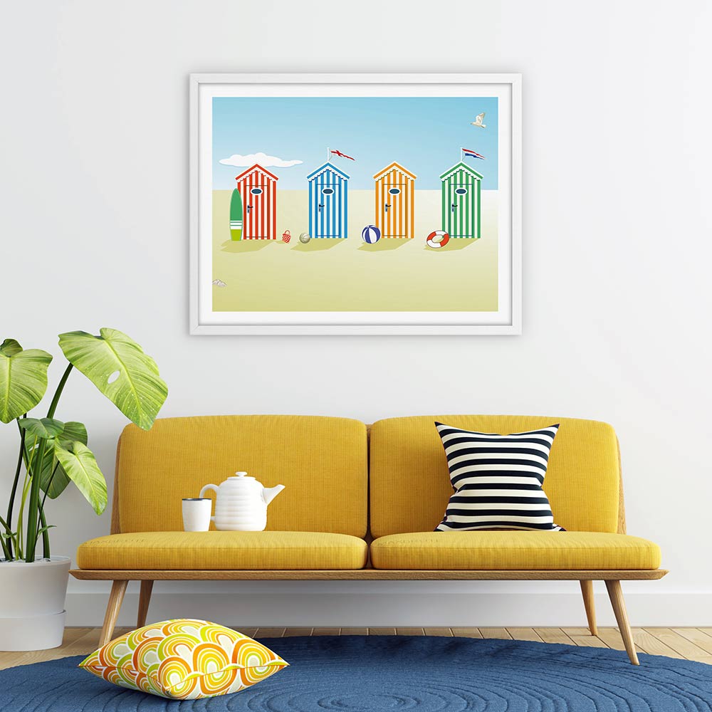 Colourful beach huts