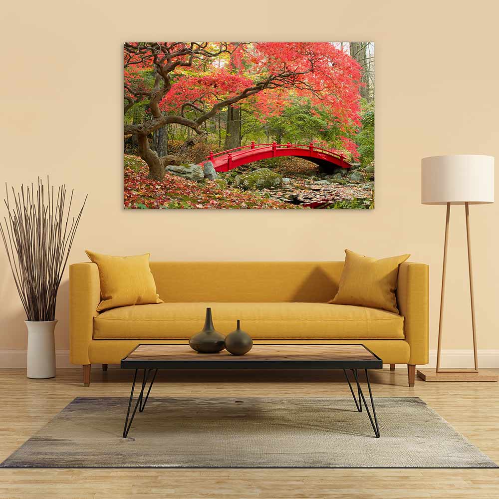Red bridge in Autumn