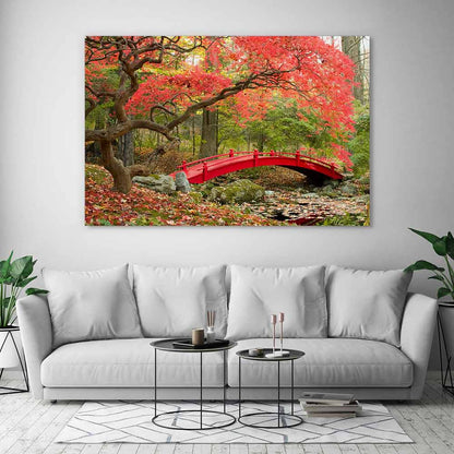 Red bridge in Autumn