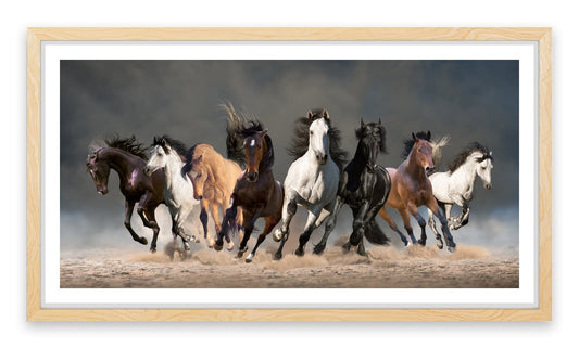 Eight galloping horses