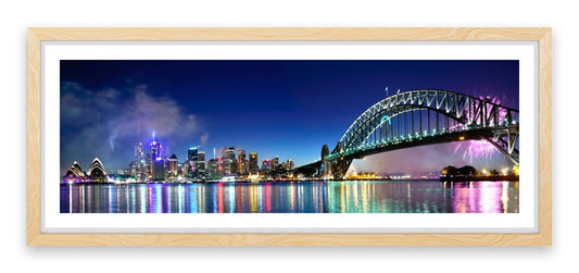 Sydney Harbour NYE fireworks panorama